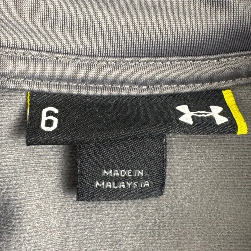 Under‎ Armour Boys Gray Black Colorblock Full Zip Track Jacket Size 6 Lime Logo